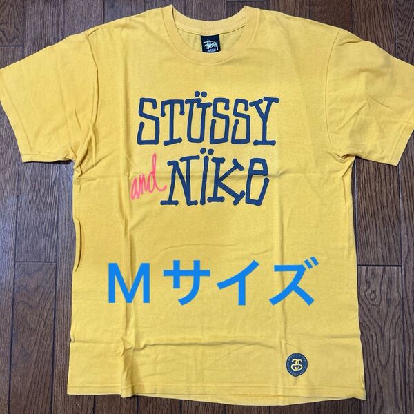 stussy × NIKE Tee ☆Mサイズ☆イエロー☆USED☆デッドストック☆シュテューシー&ナイキ Tシャツ