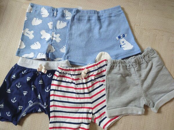 ショートパンツ 短パン ベビー 半ズボン まとめ売り 5枚 セット くま ボーダー シンプル