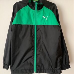 PUMA ウインドブレーカー ブラック×グリーン 子供服 スポーツ
