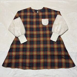 保育士エプロン 学研 長袖チェック柄 袖ボア