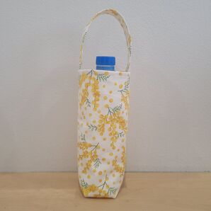 ハンドメイド ペットボトルホルダー 水筒ホルダー ミモザ柄
