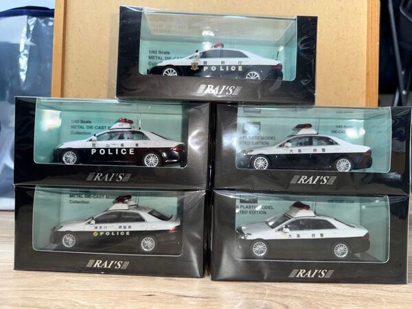 ◎新品未開封【京商】トヨタクラウンパトカー5台セット RAI’S レイズ クラウン CROWN ミニカー