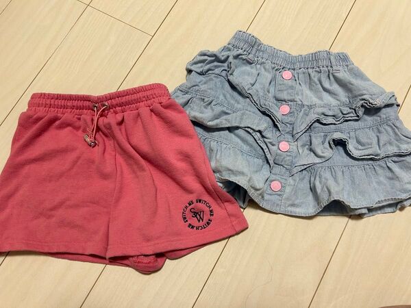 女の子 ショートパンツ 短パン パンツ キッズ 2枚セット 使用感あり