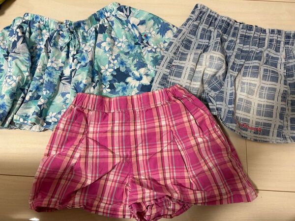 ショートパンツ 女の子 キッズ キュロット チェック柄