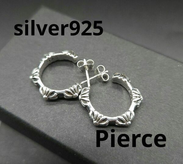 silver925 クロスバンド フープピアス クロス 十字架 プラス メンズ ピアス スターリングシルバー 純銀 刻印あり