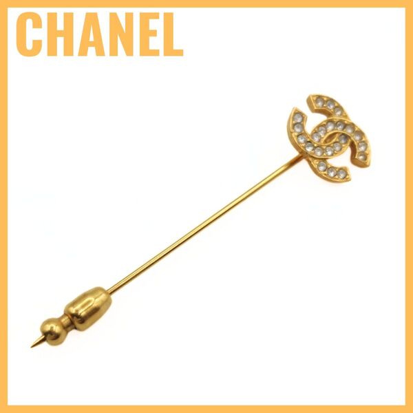 CHANEL シャネル ピンブローチ ココマーク ラインストーン ゴールド ヴィンテージ レディース アクセサリー