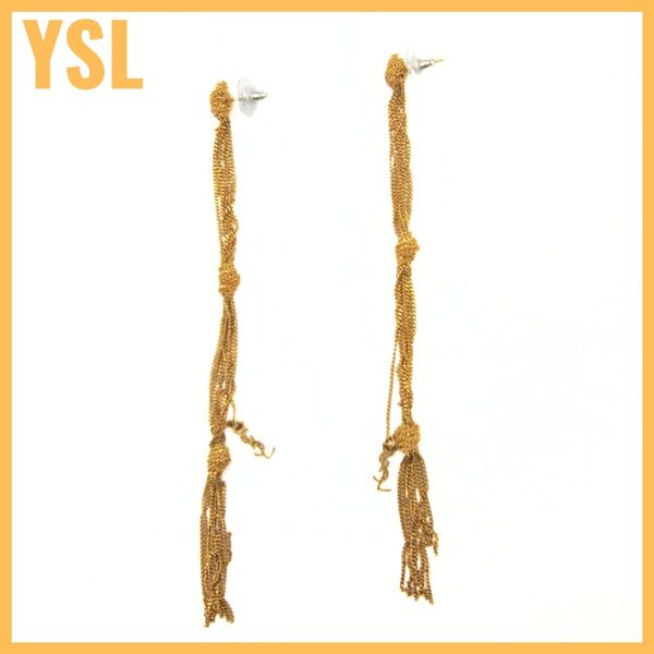 イヴサンローラン ピアス YSLロゴ ダッセル チェーンタッセル カサンドラ Yves Saint Laurent ゴールド