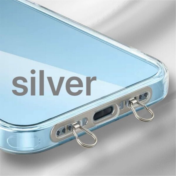 ラスト1点 シルバー スマホ ストラップ ホルダー 2点吊り ステンレス 丈夫 安定 軽量 肩掛け 旅行 公園