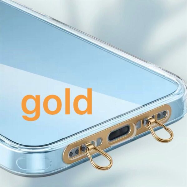 セール ゴールド 金 スマホ ストラップホルダー 2点吊り ステンレス 丈夫 安定 軽量 シンプル 肩掛け 旅行 公園 お出かけ