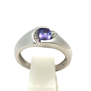 [ used beautiful goods ]Pt900 tanzanite diamond ring ring lady's TZ0.48ct D stone eyes less 6.7g 12 number 