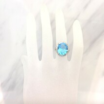 【中古美品】Pt900　ブルートパーズ　ダイヤ　リング　指輪 レディース　BT8.65ct D0.43ct　9.4ｇ　11.5号_画像6