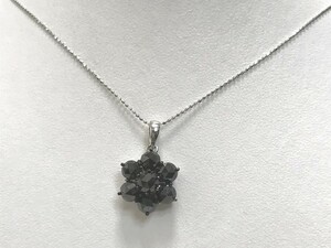 【中古美品】K18WG　ブラックダイヤ　ローズカット　4.43ｃｔ　ネックレス