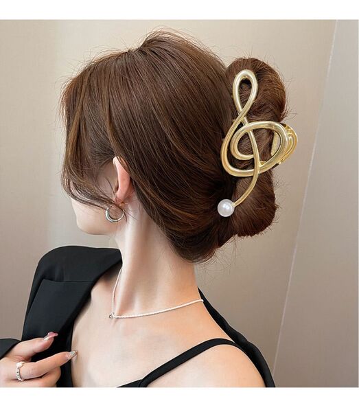 0178 ヘアクリップ ゴールド ヘアアクセサリー 金 音符 クリップ ト音記号