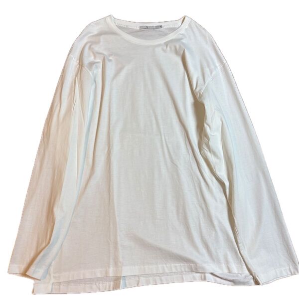 ユニクロ+j 長袖Tシャツ ホワイト /白シャツ スーピマコットン オーバーサイズ