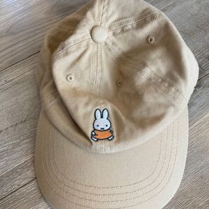 ミッフィー キャップ 帽子 ベージュ 刺繍 ワンポイント