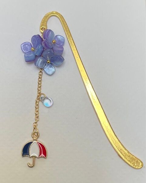 紫陽花とフランス傘のブックマーカー しおり