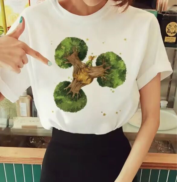 最終価格!星の王子さま 3本のバオバブの木 半袖tシャツ レディース女性 ホワイト Mサイズ
