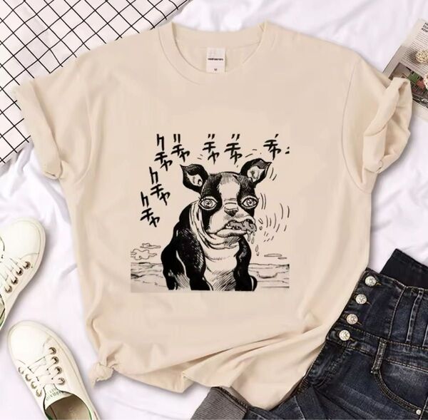 ジョジョの奇妙な冒険 イギー tシャツ レディース 女性 ベージュ Mサイズ