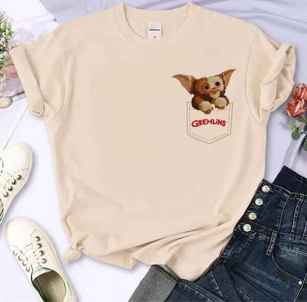 グレムリン ギズモ ポケットギズモ tシャツ レディース アイボリー