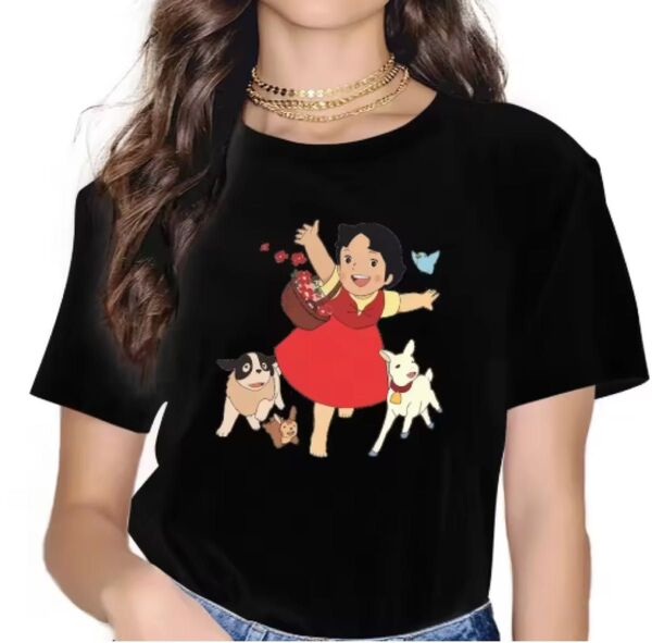 最終価格!アルプスの少女ハイジ tシャツ レディース 女性 ブラック Mサイズ
