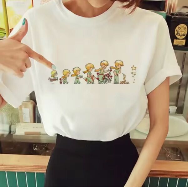 星の王子さま 子供の成長 半袖tシャツ レディース女性 ホワイト Mサイズ