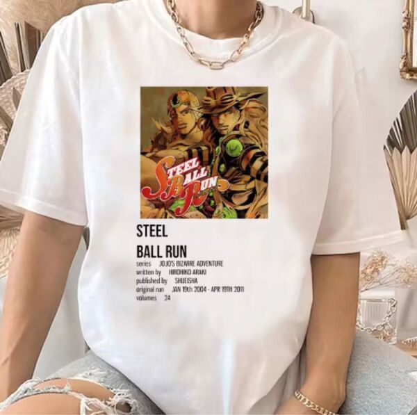 ジョジョの奇妙な冒険 スチールボールラン tシャツ レディース 女性 ホワイト Mサイズ