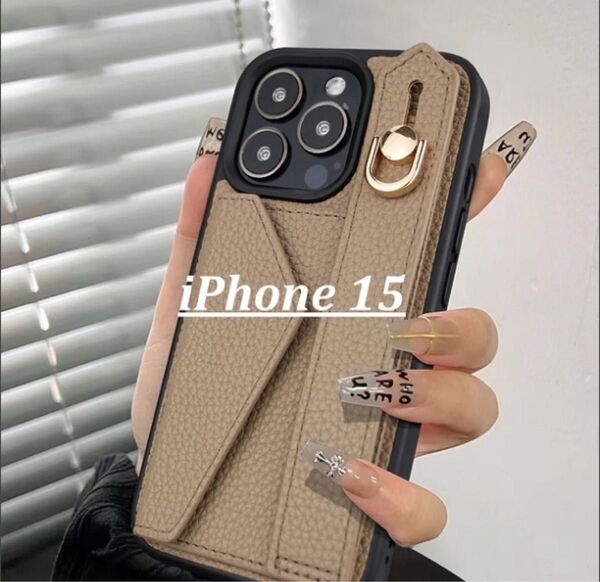 iPhone15 カードケース 収納 スタンド おしゃれ ベルト付きケース 背面ポケット