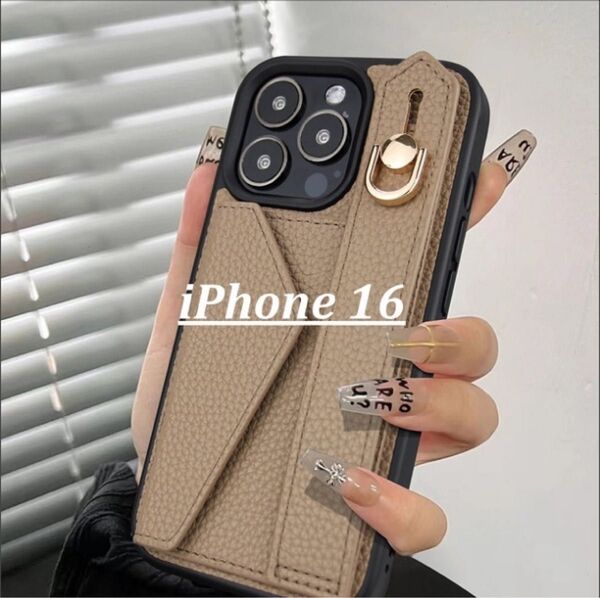 iPhone16カードケース 収納 スタンド おしゃれ ベルト付きケース 背面ポケット