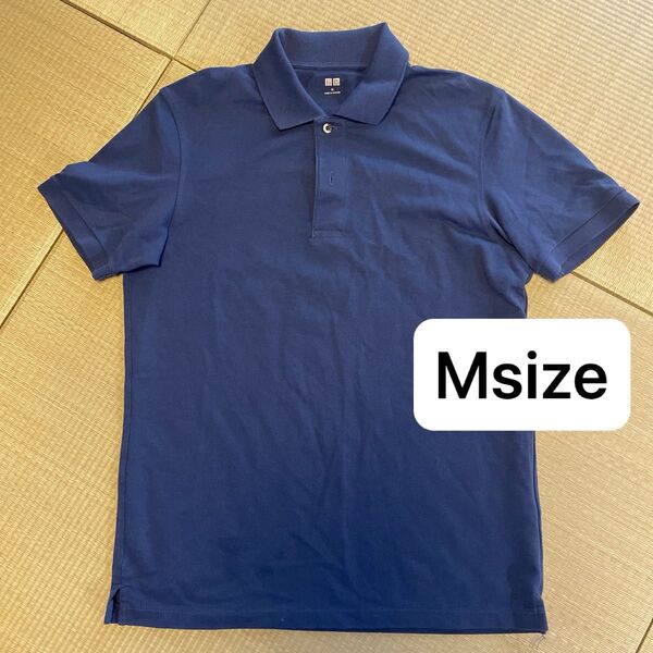美品 ユニクロ メンズ 半袖 ポロシャツ ネイビー Mサイズ
