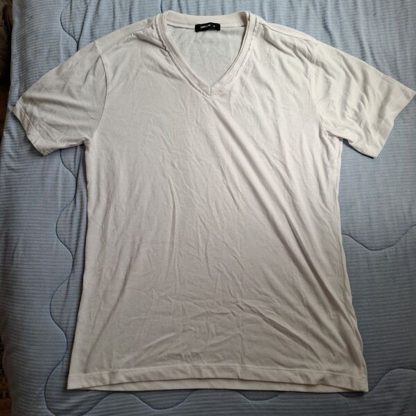 COMME CA ISM ホワイト Vネック Tシャツ M