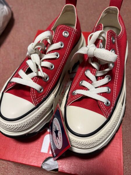 新品 コンバース ALL STAR (R) TREKWAVE OX CONVERSE 厚底スニーカー レッド 23.5㎝