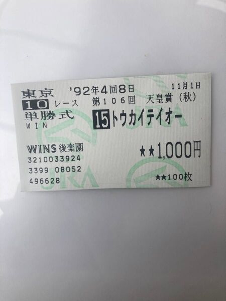 トウカイテイオー 単勝馬券