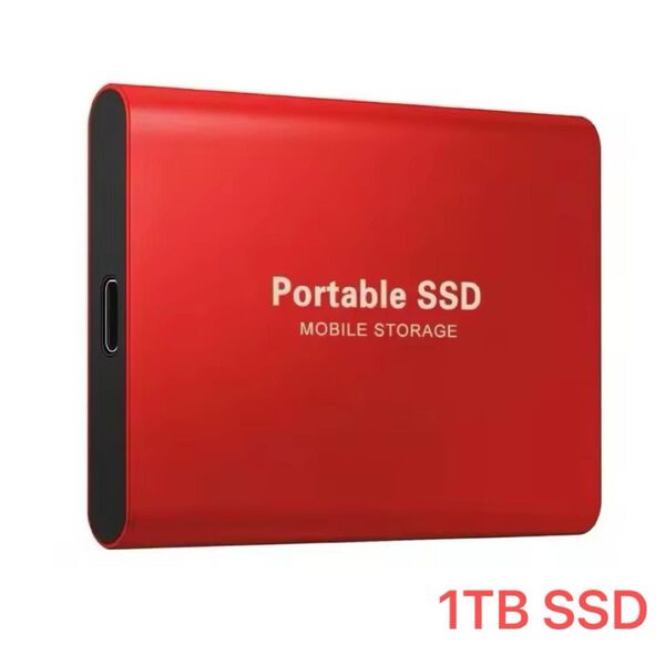 新品未使用★ポータブル SSD 1TB 外付け SSD 小型軽量 レッド 赤