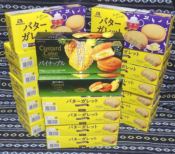 ロッテ カスタードケーキ パイナップル 森永 バターガレット アールグレイ 20箱セット