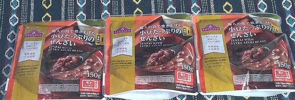 小豆たっぷりのぜんざい トップバリュ 150g 3袋