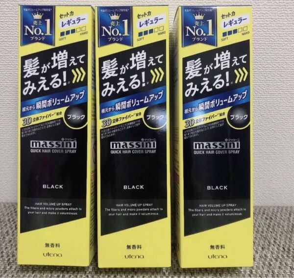 マッシーニ クイックヘアカバースプレー 3本セット ブラック 140g