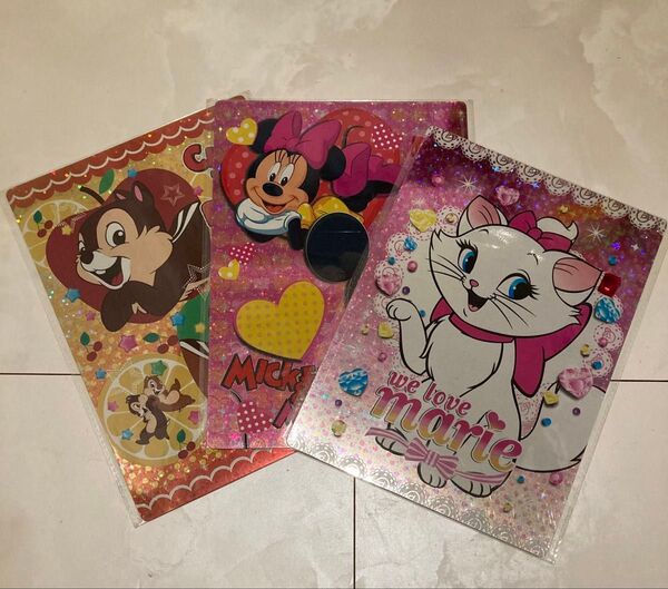 ディズニー レトロ 下敷き 3枚 キラキラ