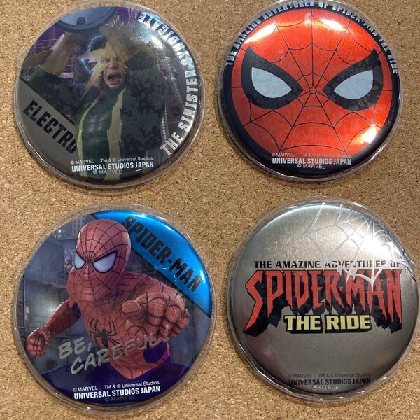 スパイダーマン 缶バッジ 4個セット usj マーベル