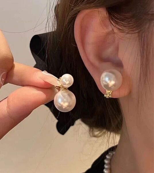 イヤリング パール ゴールド 2way 結婚式 アクセサリー 韓国