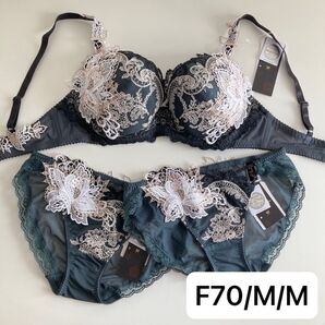 サルート サマルカンド F70/Mショーツ×2枚 GR 12 ダークグリーン 深緑 P-upブラ レースショーツ