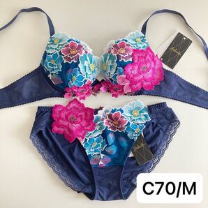 ワコール サルート 日本の花嫁 C70/M KO 03 フロントエックスプラスブラ ノーマルショーツ 上下セット 谷間くっきり