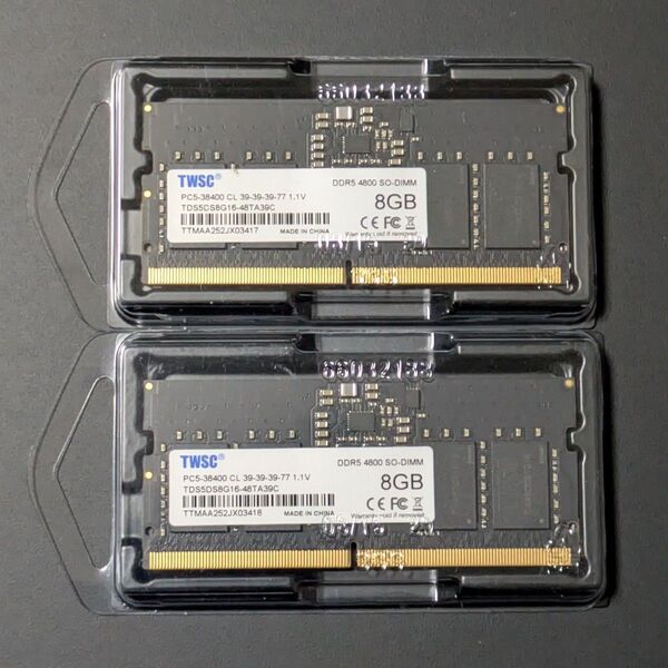 DDR-5 4800 16GB 8GB2枚 SO-DIMM ノートPC用メモリ TWSC