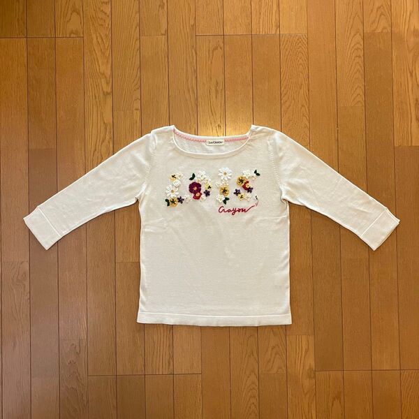 Lois Crayon ロイスクレヨン カットソー 七分袖 花刺繍