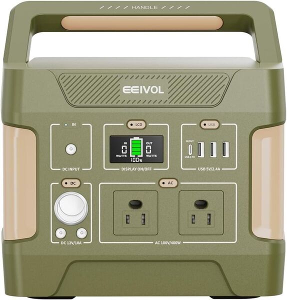 Evopow ポータブル電源355Wh 出力400W(瞬間最大800W) 大容量バッテリー搭載 キャンプ 車中泊 保証あり