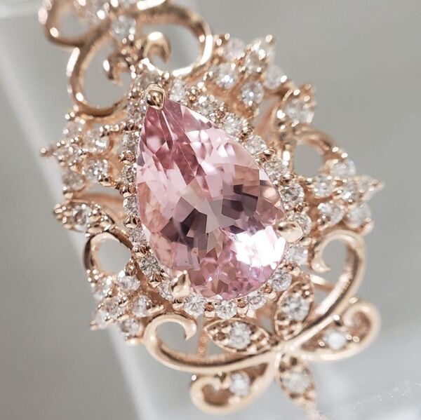 K18PG 天然モルガナイトペンダントトップ 1.48ct 新品