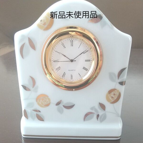 香蘭社 有田焼 置き時計 陶器製 バラ模様 金色 新品未使用品