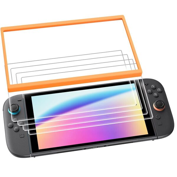 Nintendo Switch 2 強化ガラスフィルム 4枚入り 貼り付け ニンテンドースイッチ ゲーム機