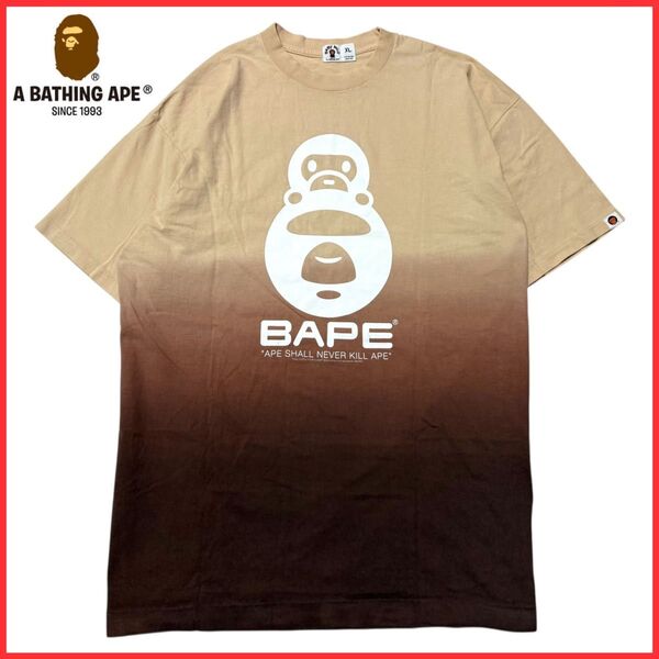 ★サイズXL★ APE BAPE エイプ ベイプ サル顔 猿顔 マイロ ロゴ プリント グラデーション Tシャツ 半袖 カットソー