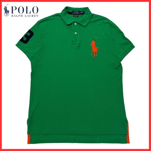 Polo Ralph Lauren ポロ ラルフローレン ビッグ ポニー ロゴ 刺繍 半袖 鹿の子 ポロシャツ グリーン 緑 M