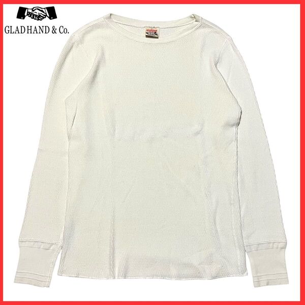 GLADHAND グラッドハンド サーマル ワッフル リブ 長袖 カットソー ロンT Tシャツ ホワイト 白 S